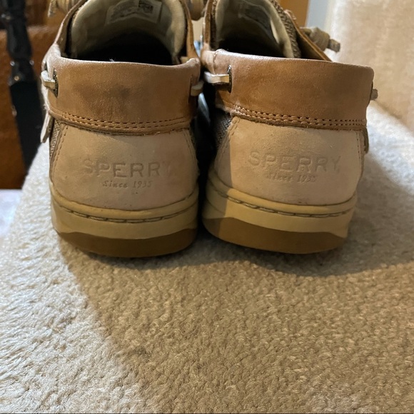 Ladies Sperry Topsiders Gently Worn, tan with contrasting details - Picture 3 of 3